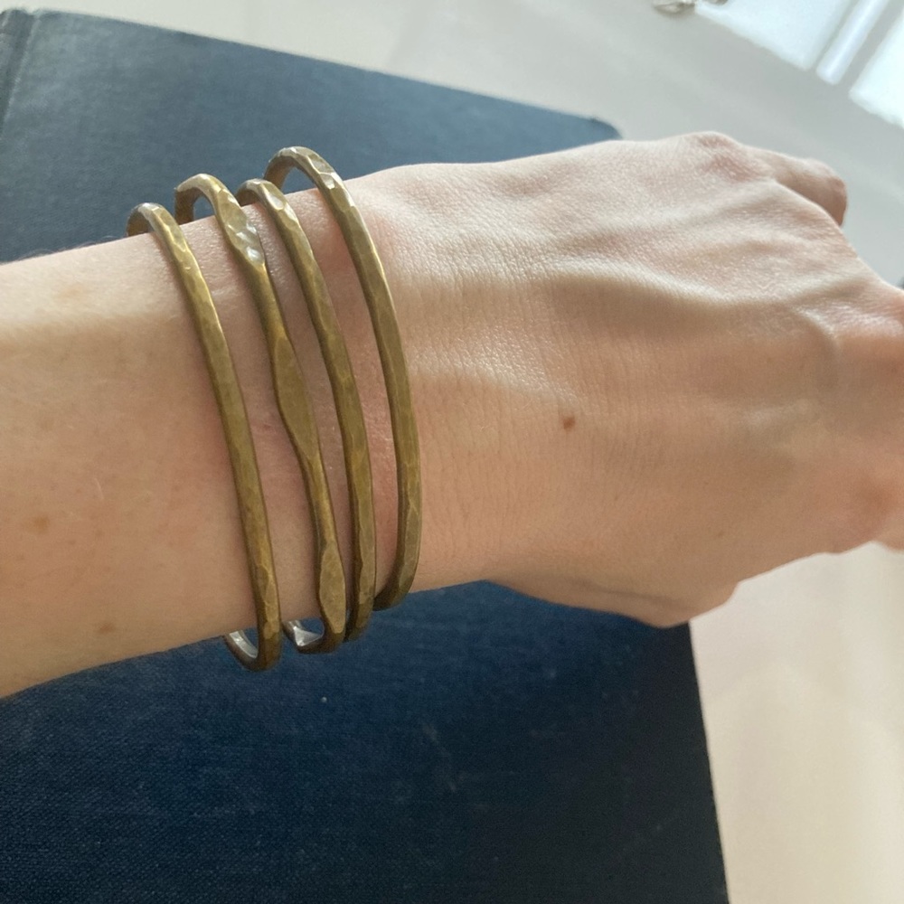 Set of four brass bangles - small wrists